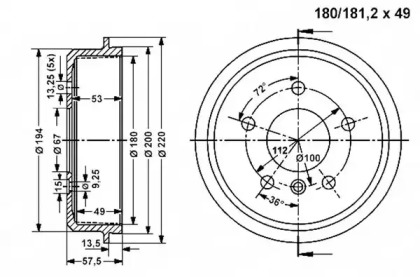 Тормозный барабан VEMA 801326