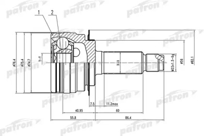 Шарнирный комплект PATRON PCV1555