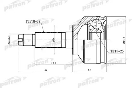 Шарнирный комплект PATRON PCV1654