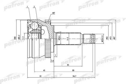 Шарнирный комплект PATRON PCV1661