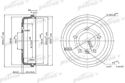 Тормозный барабан PATRON PDR1095