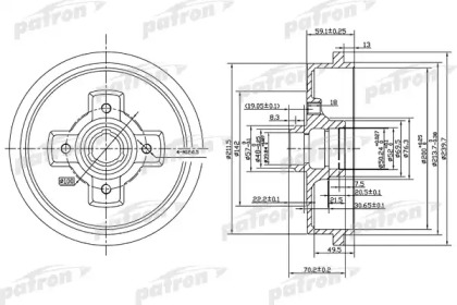 Тормозный барабан PATRON PDR1208