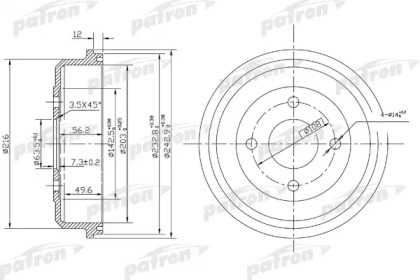 Тормозный барабан PATRON PDR1533