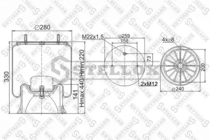 Баллон пневматической рессоры STELLOX 90-40042-SX