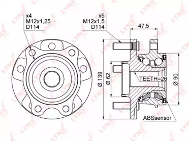 Комплект подшипника LYNXauto WH-1012