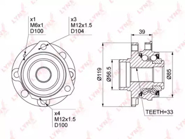 Комплект подшипника LYNXauto WH-1069