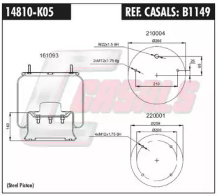 Баллон пневматической рессоры CASALS B1149