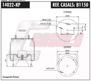 Баллон пневматической рессоры CASALS B1150