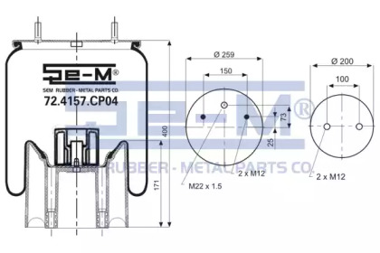 Баллон пневматической рессоры SEM LASTIK 72.4157.CP04
