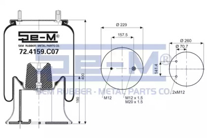 Баллон пневматической рессоры SEM LASTIK 72.4159.C07