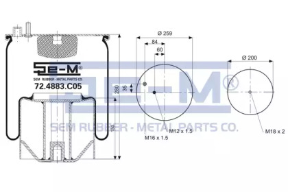 Баллон пневматической рессоры SEM LASTIK 72.4883.C05