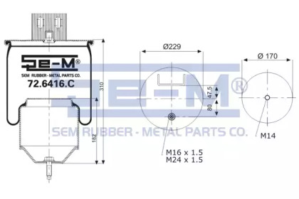 Баллон пневматической рессоры SEM LASTIK 72.6416.C