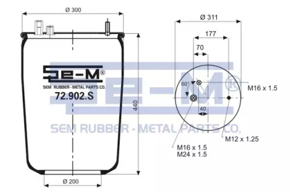 Баллон пневматической рессоры SEM LASTIK 72.902.S