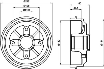 Тормозный барабан HELLA PAGID 8DT 355 301-281