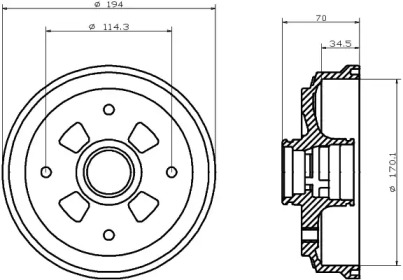 Тормозный барабан HELLA PAGID 8DT 355 302-001