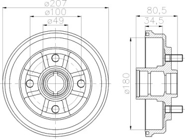 Тормозный барабан HELLA PAGID 8DT 355 302-061