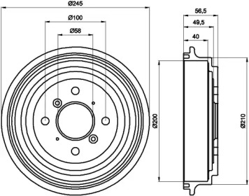 Тормозный барабан HELLA PAGID 8DT 355 300-571