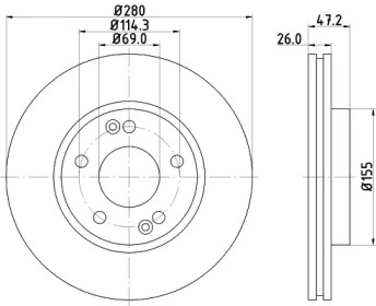 Тормозной диск HELLA PAGID 8DD 355 114-021