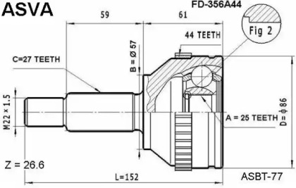 Шарнирный комплект ASVA FD-356A44