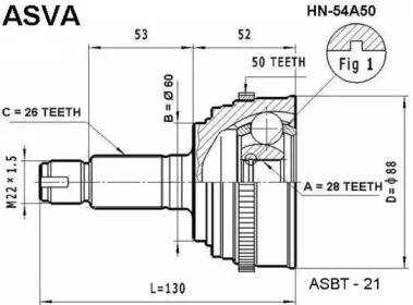 Шарнирный комплект ASVA HN-54A50