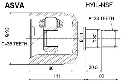 Шарнирный комплект ASVA HYIL-NSF