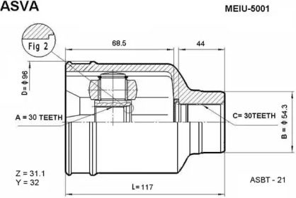 Шарнирный комплект ASVA MEIU-5001