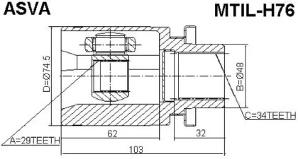 Шарнирный комплект ASVA MTIL-H76