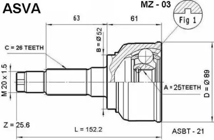 Шарнирный комплект ASVA MZ-03