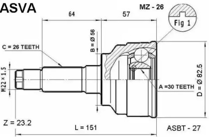 Шарнирный комплект ASVA MZ-26