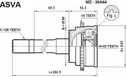 Шарнирный комплект ASVA MZ-35A44