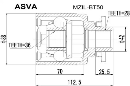 Шарнирный комплект ASVA MZIL-BT50