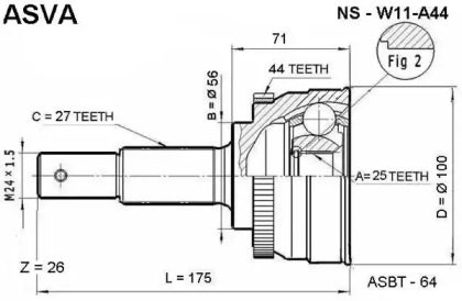 Шарнирный комплект ASVA NS-W11A44