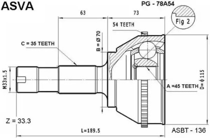 Шарнирный комплект ASVA PG-78A54