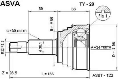 Шарнирный комплект ASVA TY-28