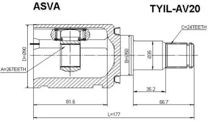 Шарнирный комплект ASVA TYIL-AV20