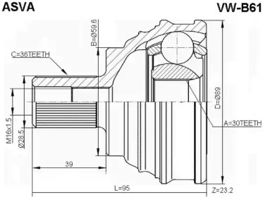 Шарнирный комплект ASVA VW-B61