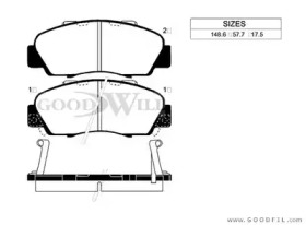 Комплект тормозных колодок GOODWILL 1007 F