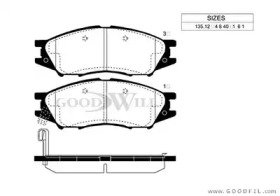 Комплект тормозных колодок GOODWILL 1025 F