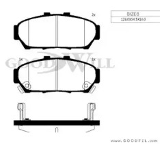 Комплект тормозных колодок GOODWILL 1074 F