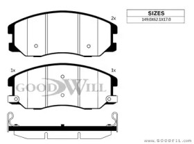 Комплект тормозных колодок GOODWILL 1100 F