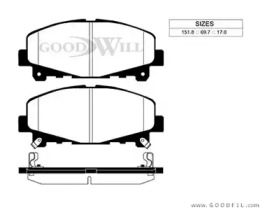 Комплект тормозных колодок GOODWILL 3029 FR