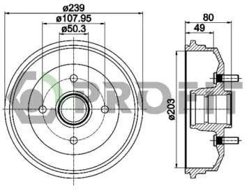 Тормозный барабан PROFIT 5020-0023