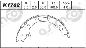 Комлект тормозных накладок ASIMCO K1702