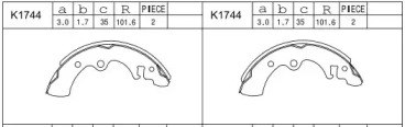 Комлект тормозных накладок ASIMCO K1744