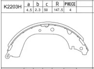 Комлект тормозных накладок ASIMCO K2203H