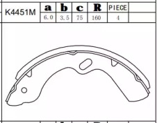 Комлект тормозных накладок ASIMCO K4451M