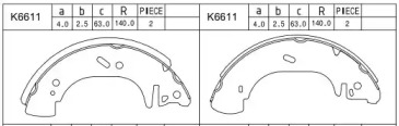 Комлект тормозных накладок ASIMCO K6611