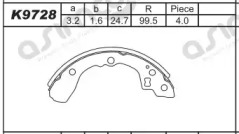 Комлект тормозных накладок ASIMCO K9728
