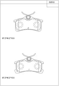 Комплект тормозных колодок ASIMCO KD2512