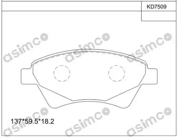 Комплект тормозных колодок ASIMCO KD7509